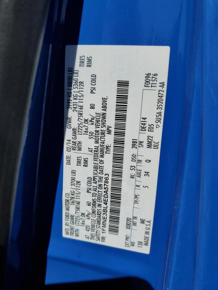 2014 Ford Econoline E350 Super Duty Wagon VIN: 1FMNE3BL4EDA57863 Lot: 83890125