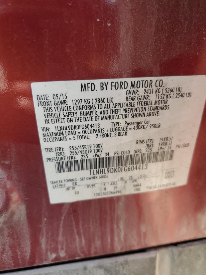 2015 Lincoln Mks VIN: 1LNHL9DK0FG604413 Lot: 80995235