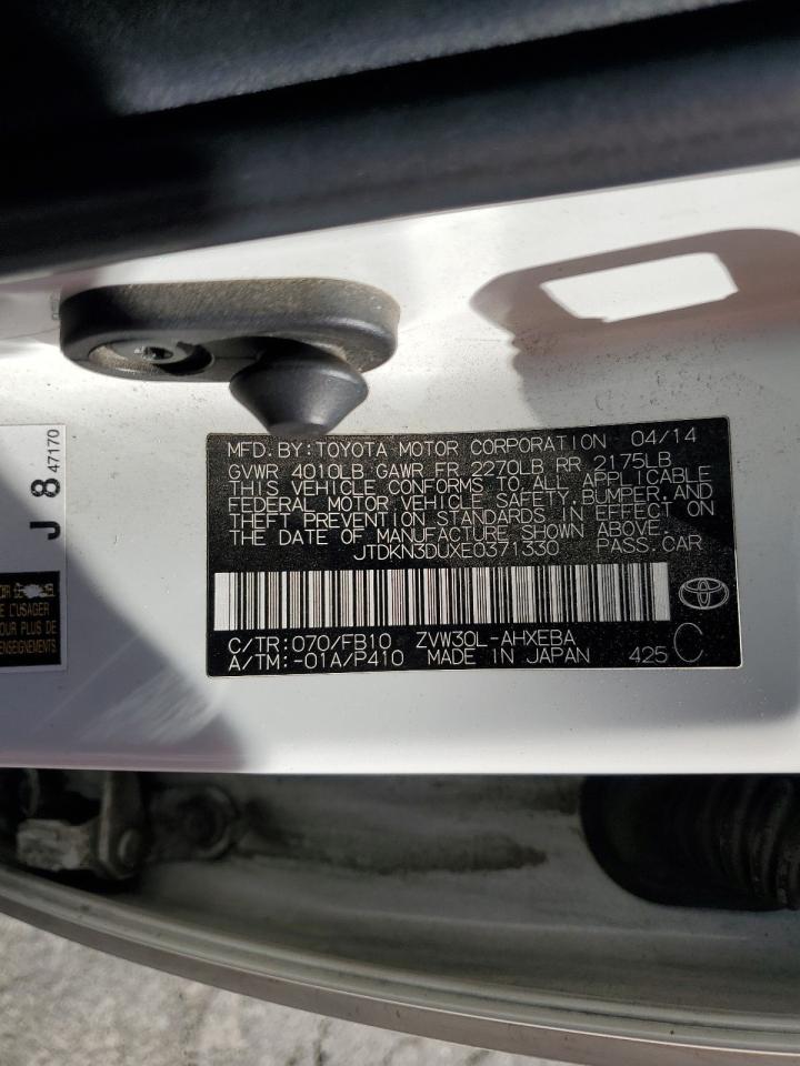 2014 Toyota Prius VIN: JTDKN3DUXE0371330 Lot: 80018445