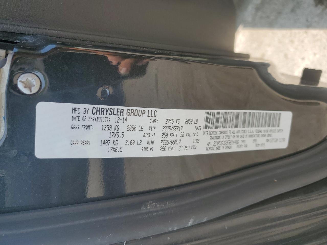 2015 Dodge Grand Caravan Sxt VIN: 2C4RDGCG3FR614486 Lot: 71726525