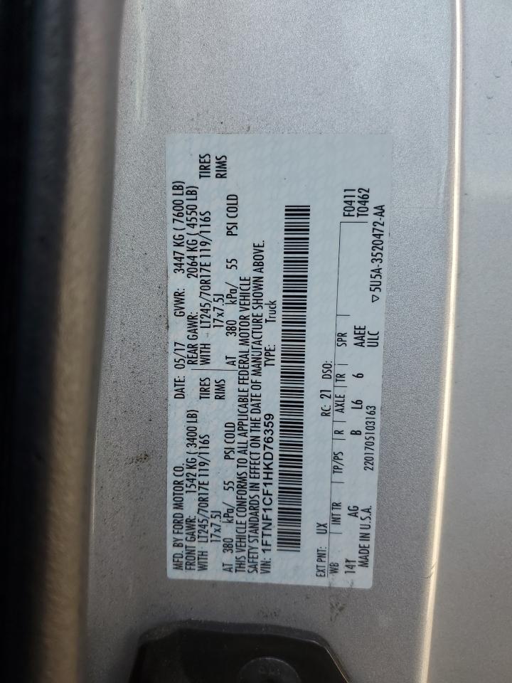 2017 Ford F150 VIN: 1FTNF1CF1HKD76359 Lot: 84202245