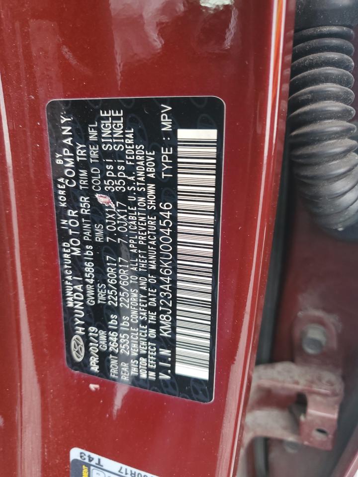 2019 Hyundai Tucson Se VIN: KM8J23A46KU004546 Lot: 71943855