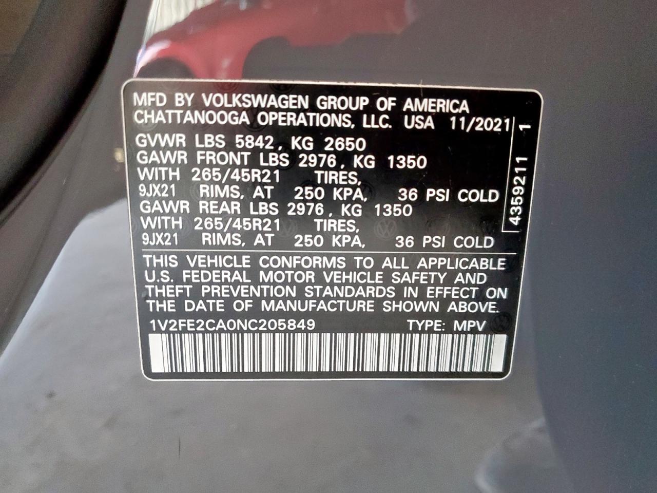 2022 Volkswagen Atlas Cross Sport Sel Premium R-Line VIN: 1V2FE2CA0NC205849 Lot: 71525945