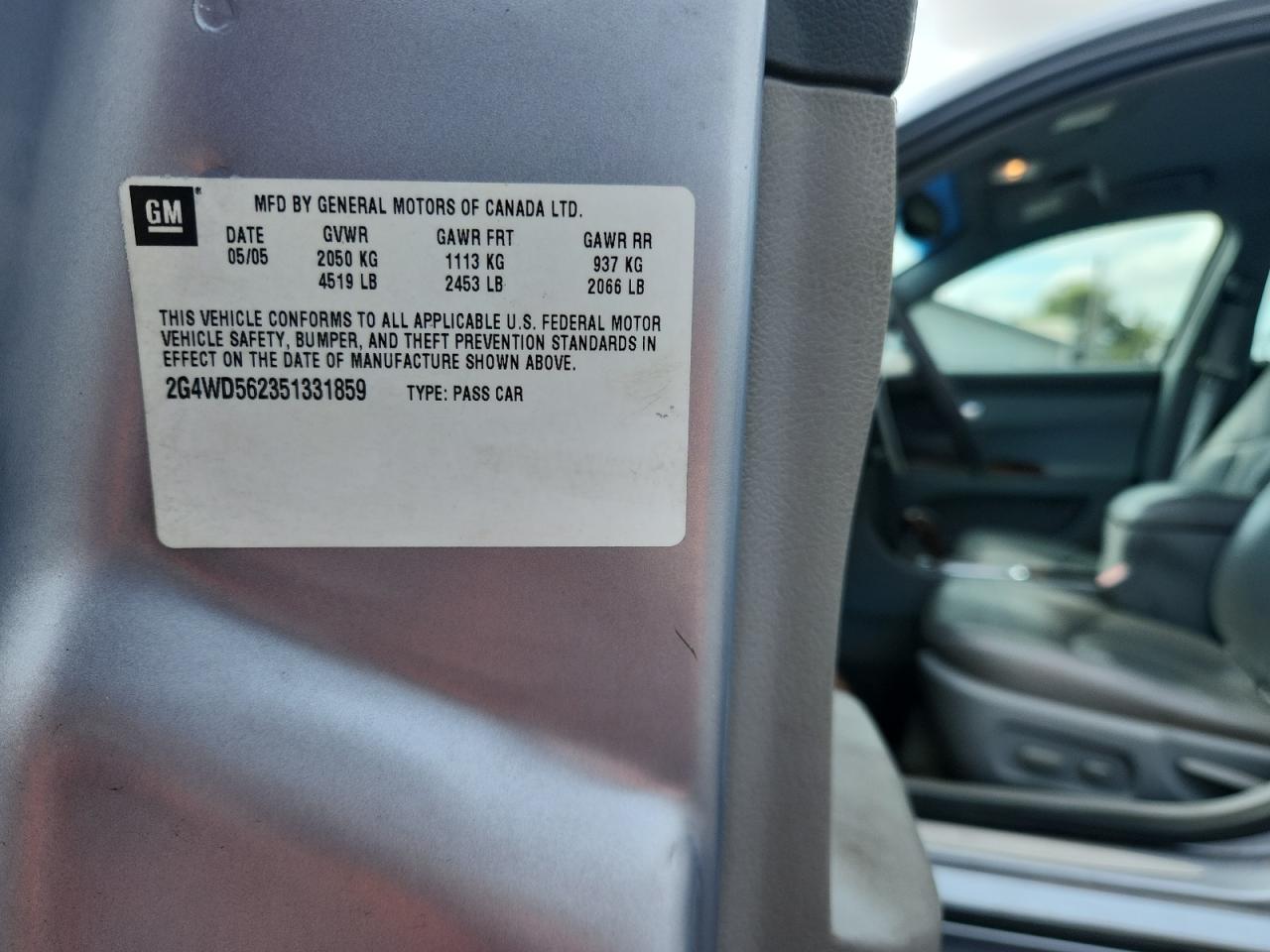 2005 Buick Lacrosse Cxl VIN: 2G4WD562351331859 Lot: 82124435