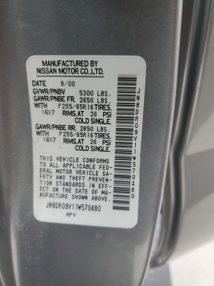 2001 Nissan Pathfinder Le VIN: JN8DR09Y11W570480 Lot: 81811065