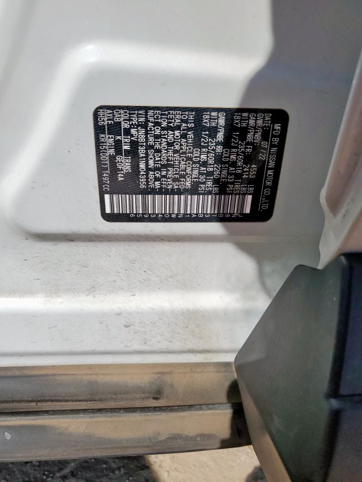 2022 Nissan Rogue Sv VIN: JN8BT3BA1NW043956 Lot: 70956095