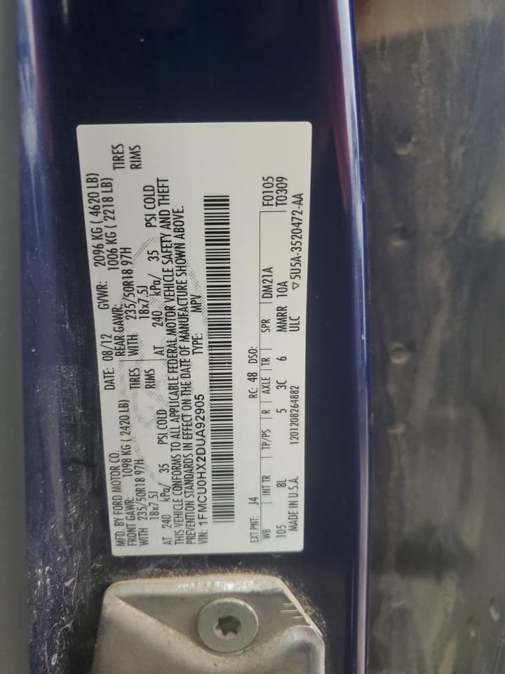 2013 Ford Escape Sel VIN: 1FMCU0HX2DUA92905 Lot: 71040195