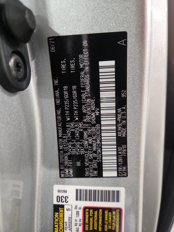 2021 Toyota Sienna Limited VIN: 5TDZSKFC9MS030289 Lot: 80569885