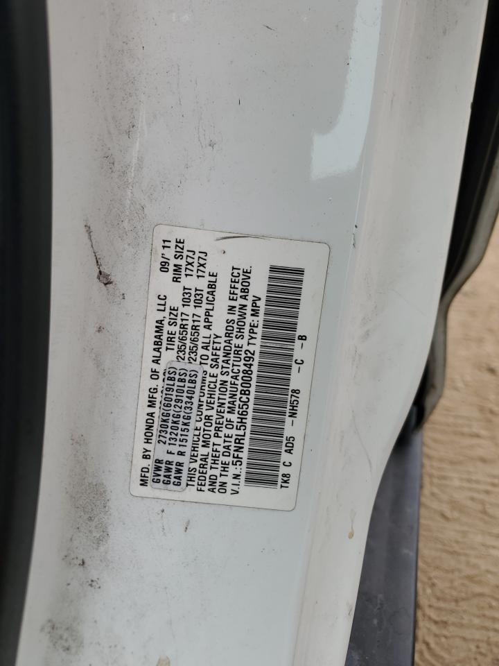 2012 Honda Odyssey Exl VIN: 5FNRL5H65CB008492 Lot: 71873415