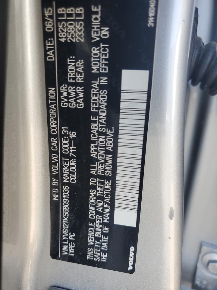 2016 Volvo S60 Premier VIN: LYV612TK5GB091036 Lot: 80798145