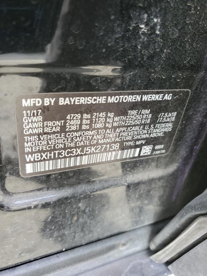 2018 BMW X1 xDrive28I VIN: WBXHT3C3XJ5K27138 Lot: 80388965