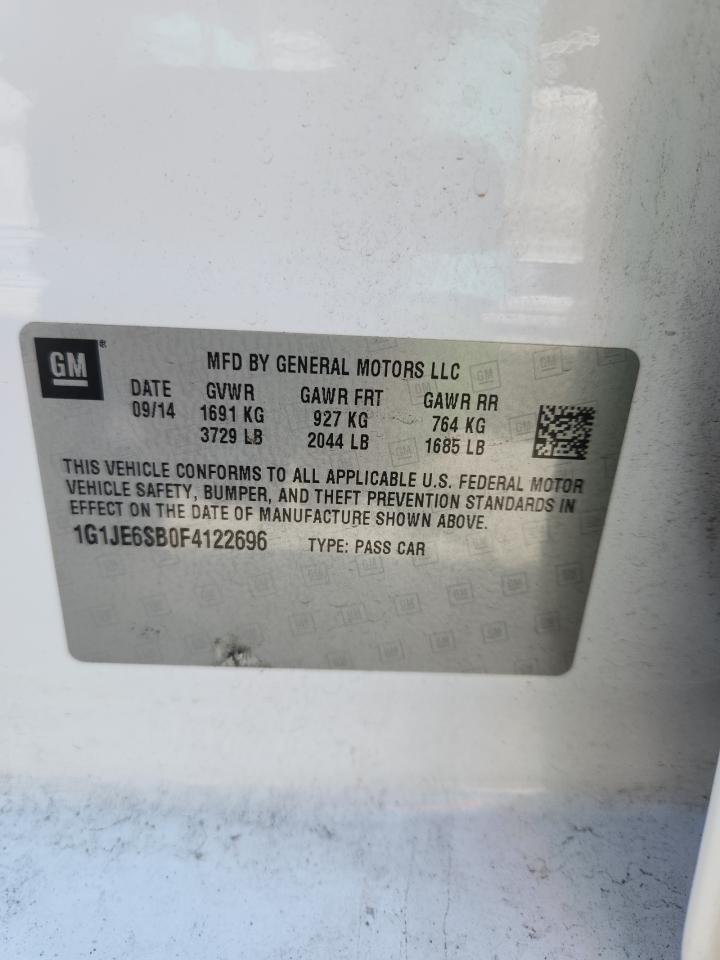 2015 Chevrolet Sonic Ltz VIN: 1G1JE6SB0F4122696 Lot: 80666485