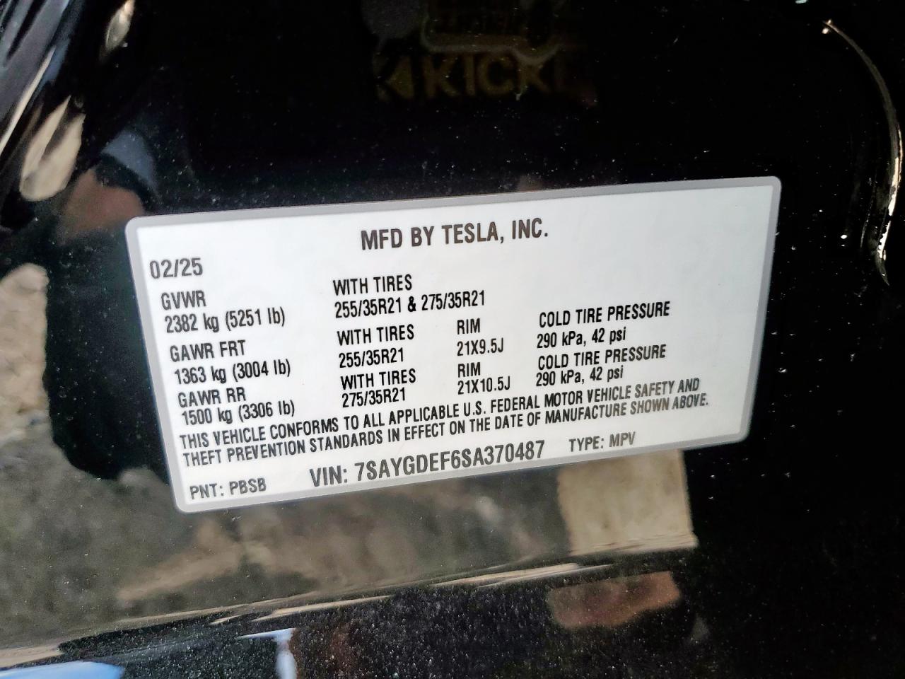2025 Tesla Model Y VIN: 7SAYGDEF6SA370487 Lot: 83795795