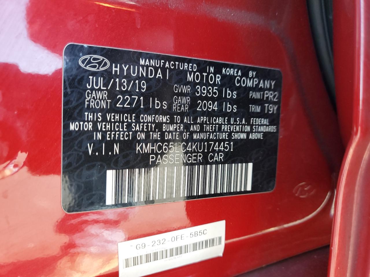2019 Hyundai Ioniq Blue VIN: KMHC65LC4KU174451 Lot: 81851285