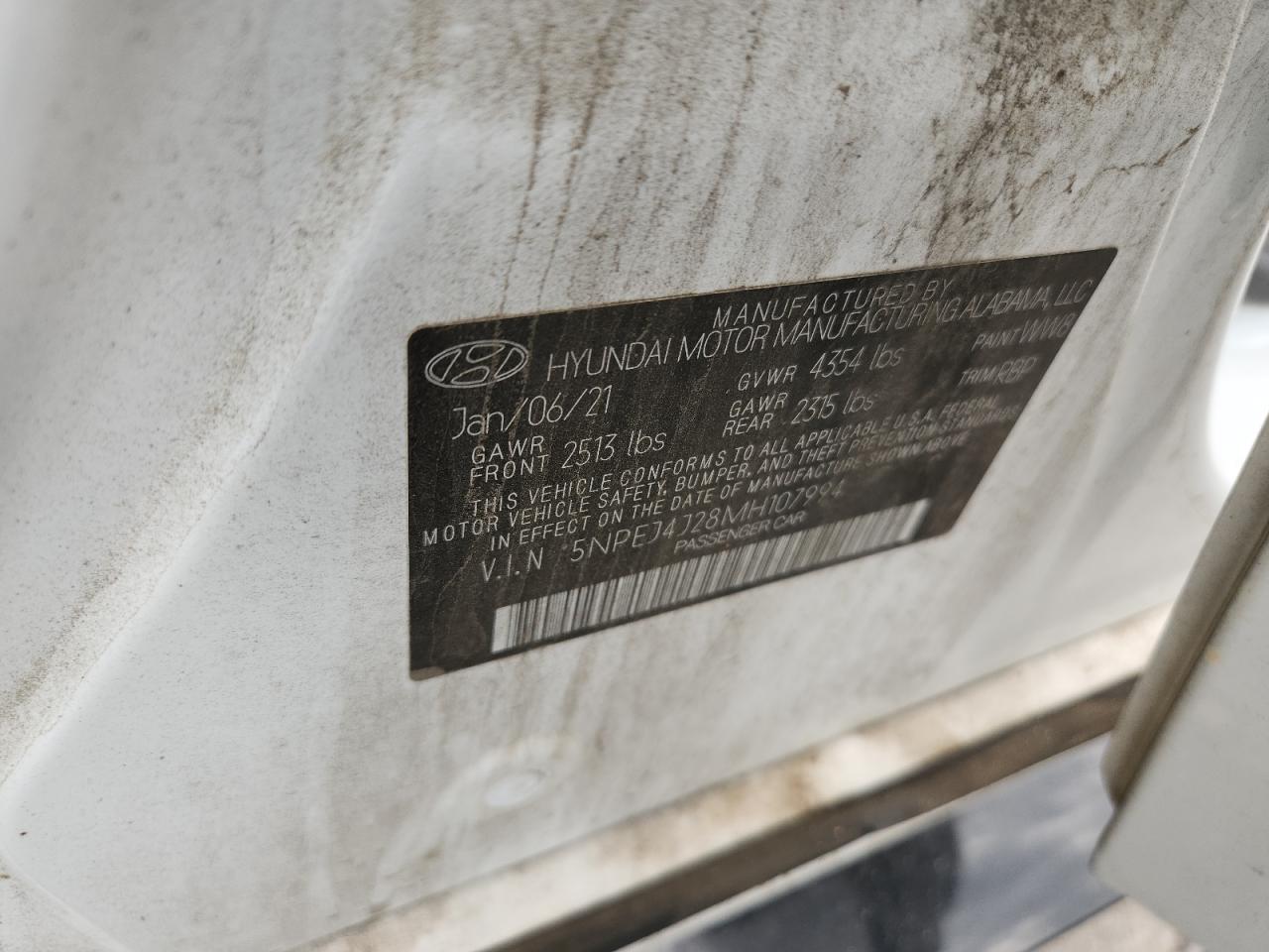 2021 Hyundai Sonata Sel Plus VIN: 5NPEJ4J28MH107994 Lot: 84215095