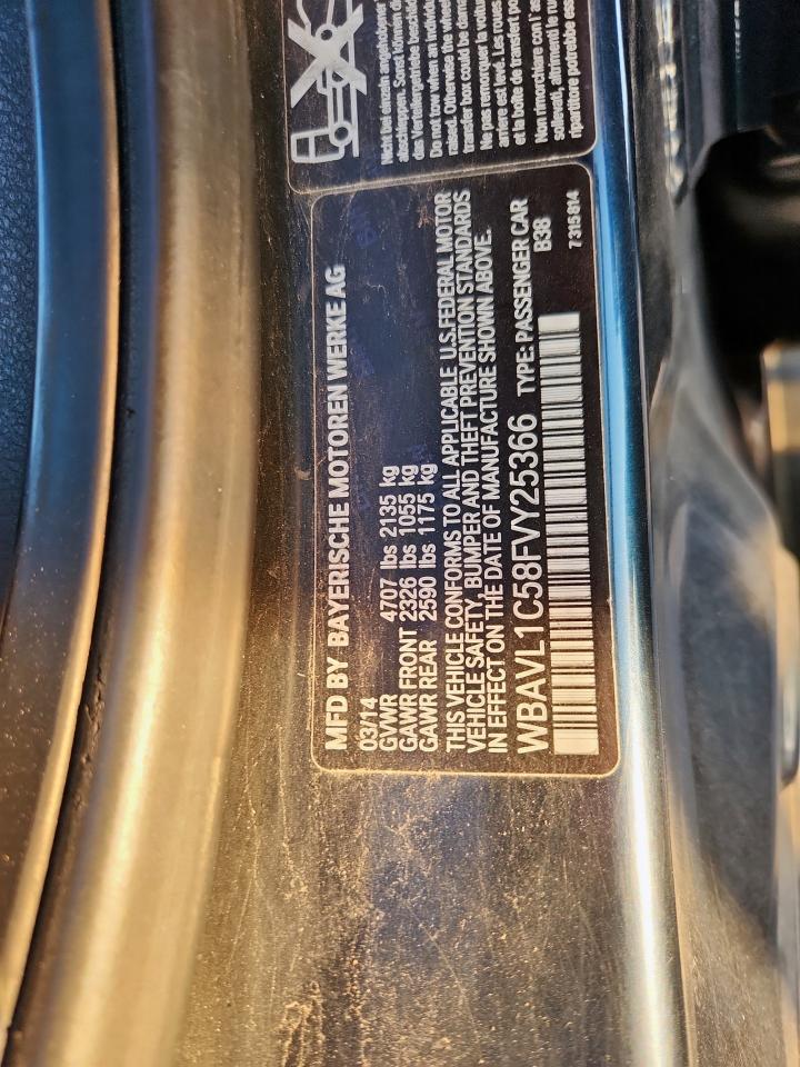 2015 BMW X1 xDrive28I VIN: WBAVL1C58FVY25366 Lot: 80913695