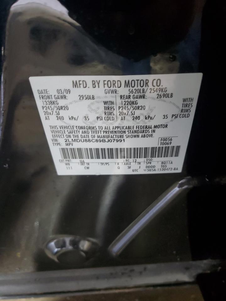 2009 Lincoln Mkx VIN: 2LMDU88C89BJ07991 Lot: 71441185