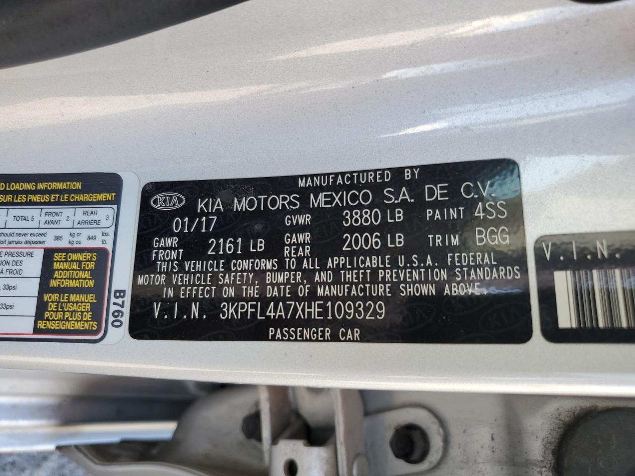 2017 Kia Forte Lx VIN: 3KPFL4A7XHE109329 Lot: 82149105