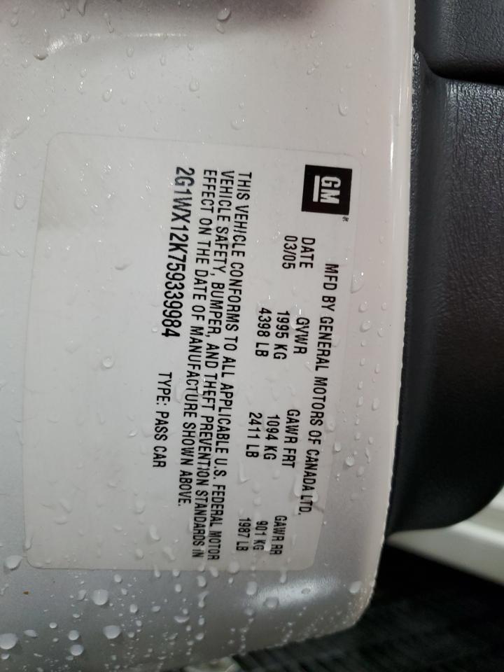 2005 Chevrolet Monte Carlo Lt VIN: 2G1WX12K759339984 Lot: 83842735