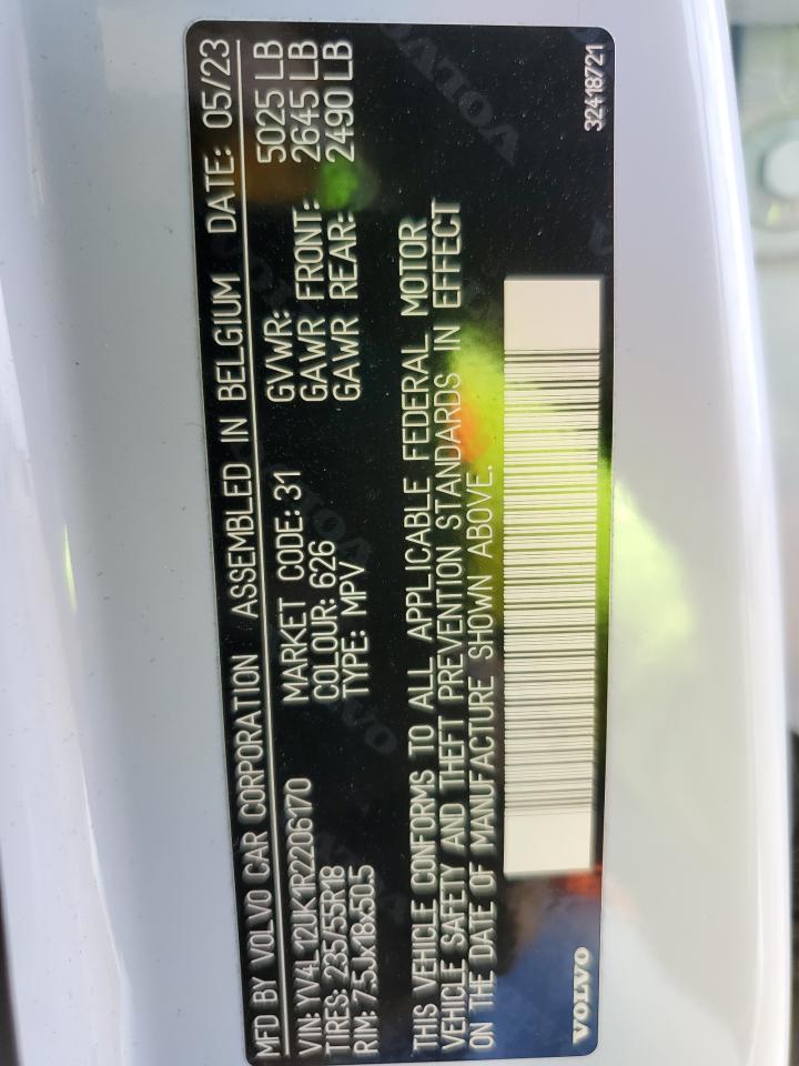 2024 Volvo Xc40 Core VIN: YV4L12UK1R2206170 Lot: 81680545