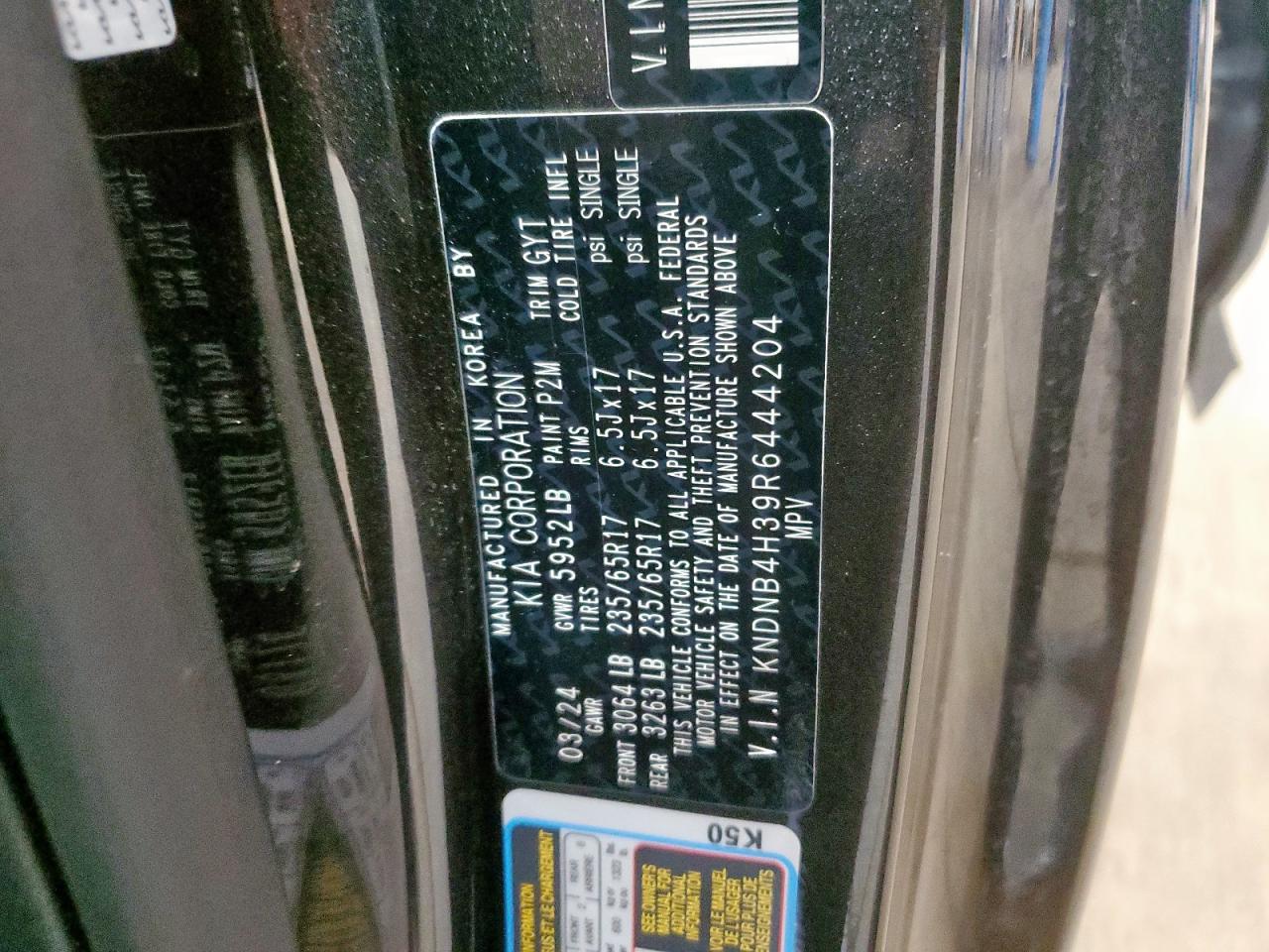 2024 Kia Carnival Lx VIN: KNDNB4H39R6444204 Lot: 71715515