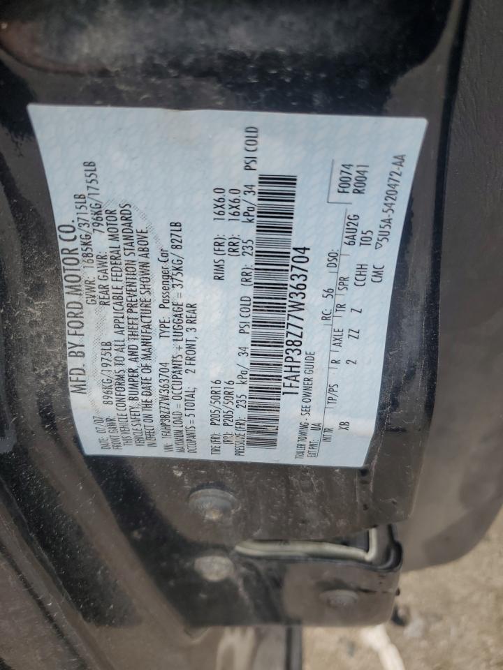 2007 Ford Focus St VIN: 1FAHP38Z77W363704 Lot: 81658595