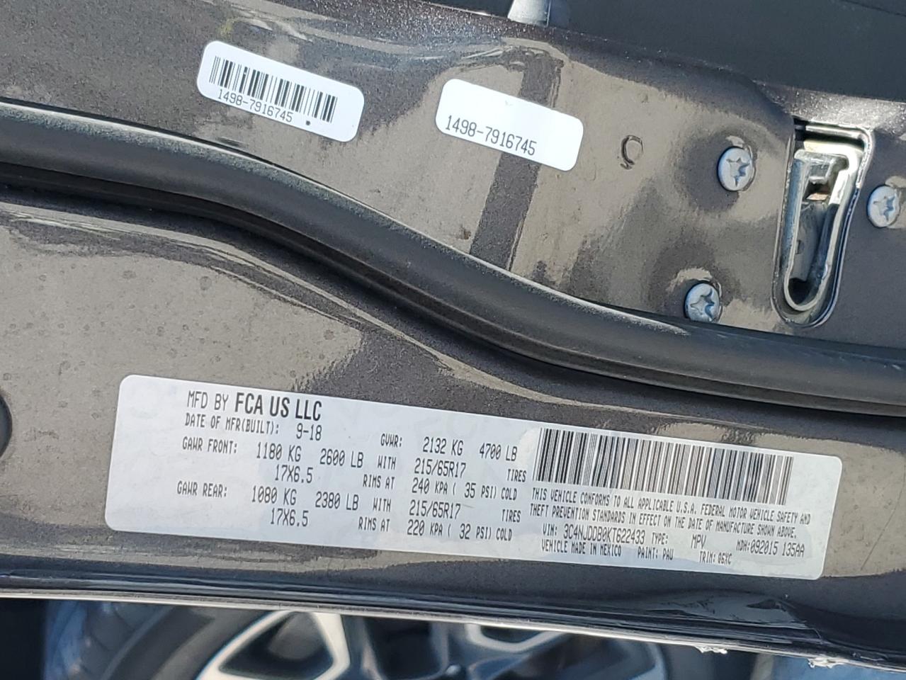 2019 Jeep Compass Trailhawk VIN: 3C4NJDDB0KT622433 Lot: 70947155