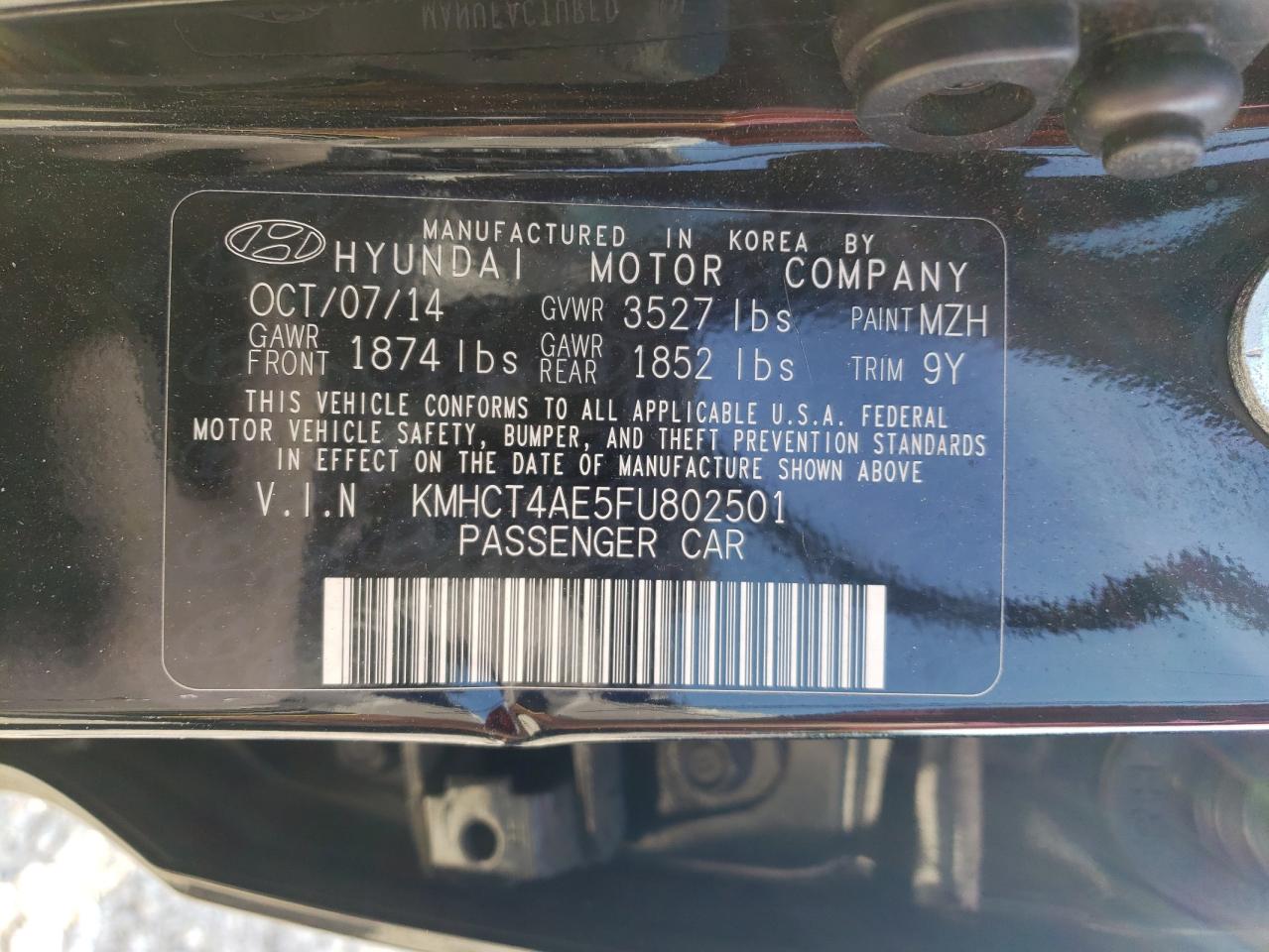 2015 Hyundai Accent Gls VIN: KMHCT4AE5FU802501 Lot: 72019195