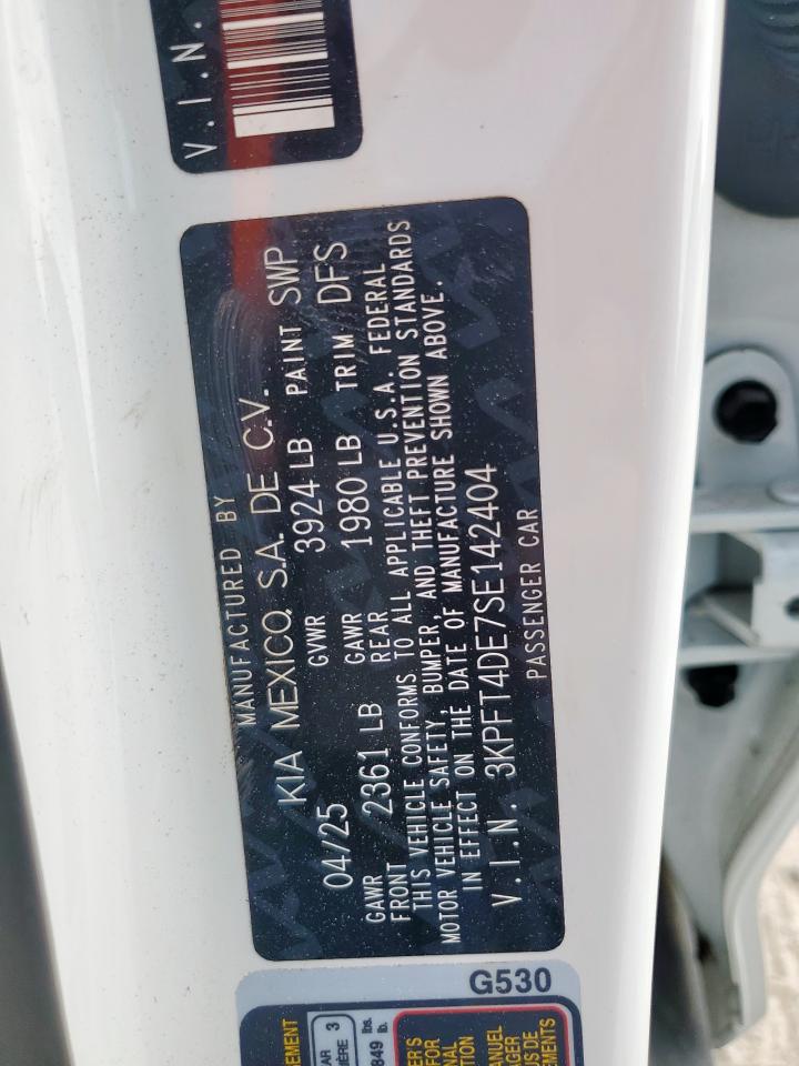 2025 Kia K4 Lx VIN: 3KPFT4DE7SE142404 Lot: 81219035