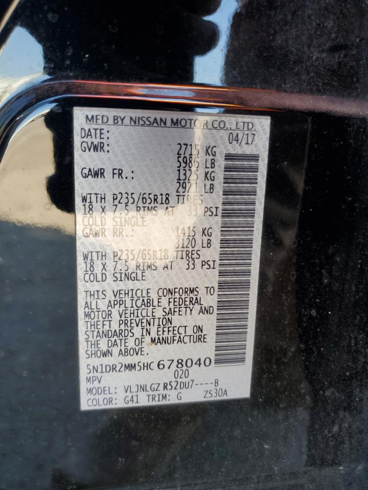 2017 Nissan Pathfinder S VIN: 5N1DR2MM5HC678040 Lot: 80748355