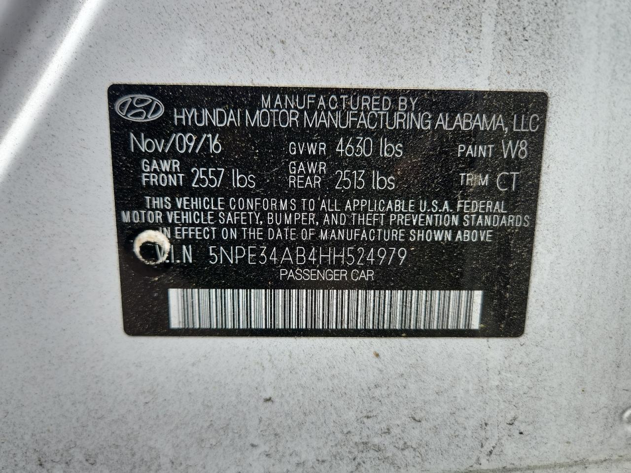 2017 Hyundai Sonata Sport VIN: 5NPE34AB4HH524979 Lot: 71589455