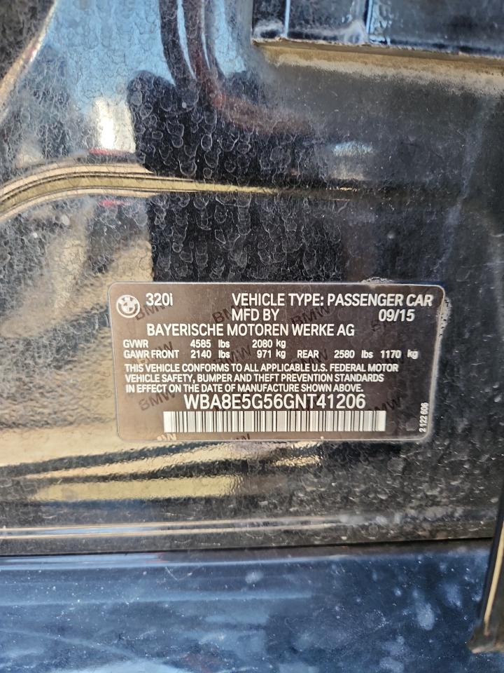 2016 BMW 320 Xi VIN: WBA8E5G56GNT41206 Lot: 81155355