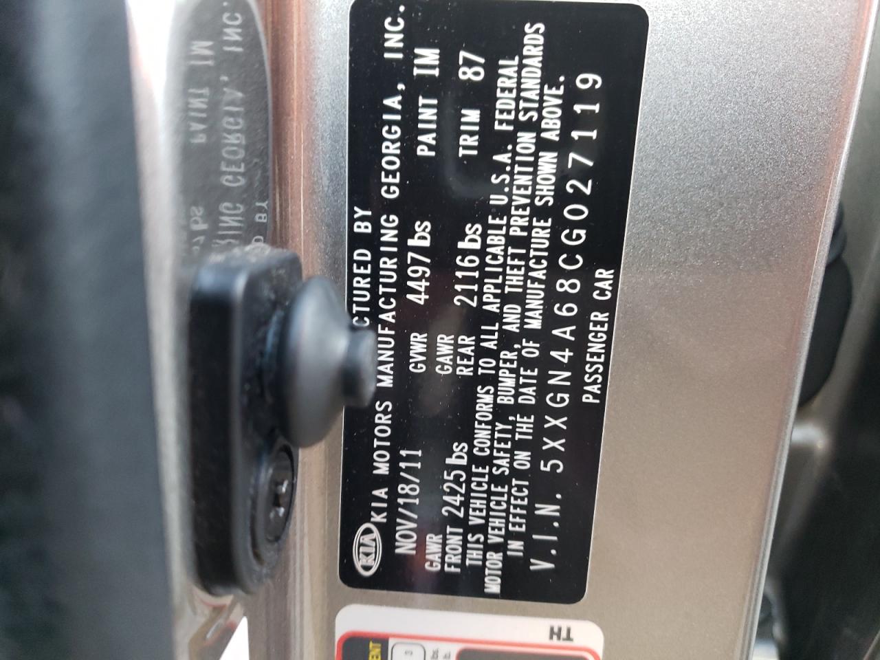 2012 Kia Optima Ex VIN: 5XXGN4A68CG027119 Lot: 83846345