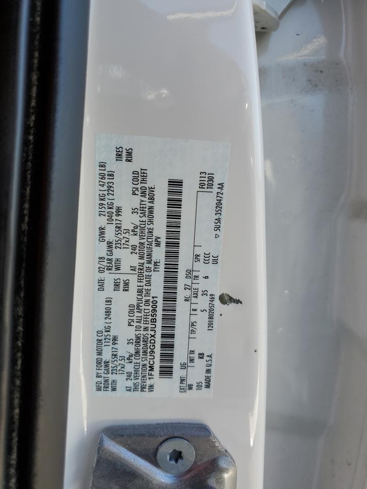 2018 Ford Escape Se VIN: 1FMCU9GDXJUB59001 Lot: 84057235