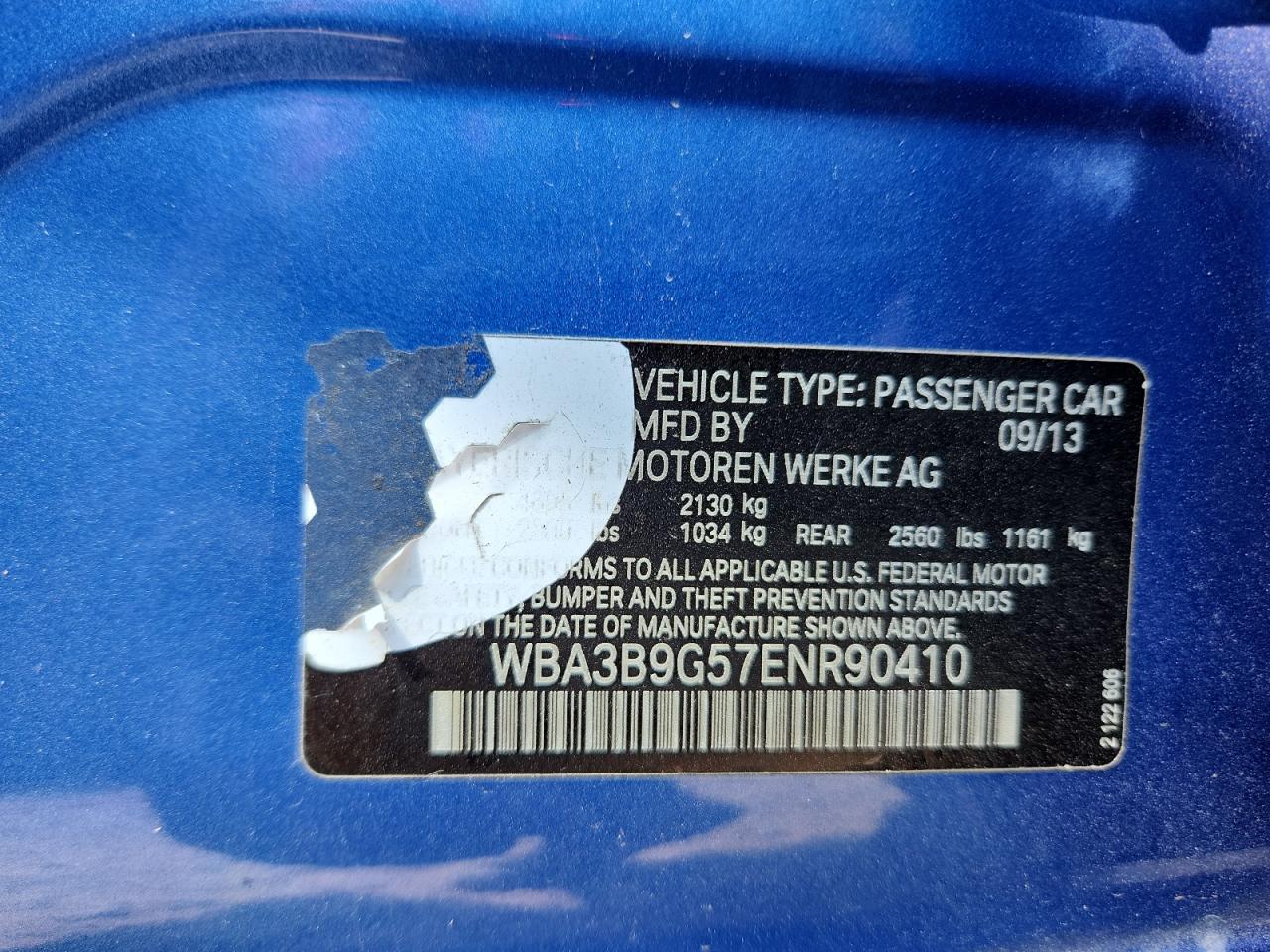 2014 BMW 335 Xi VIN: WBA3B9G57ENR90410 Lot: 68753245