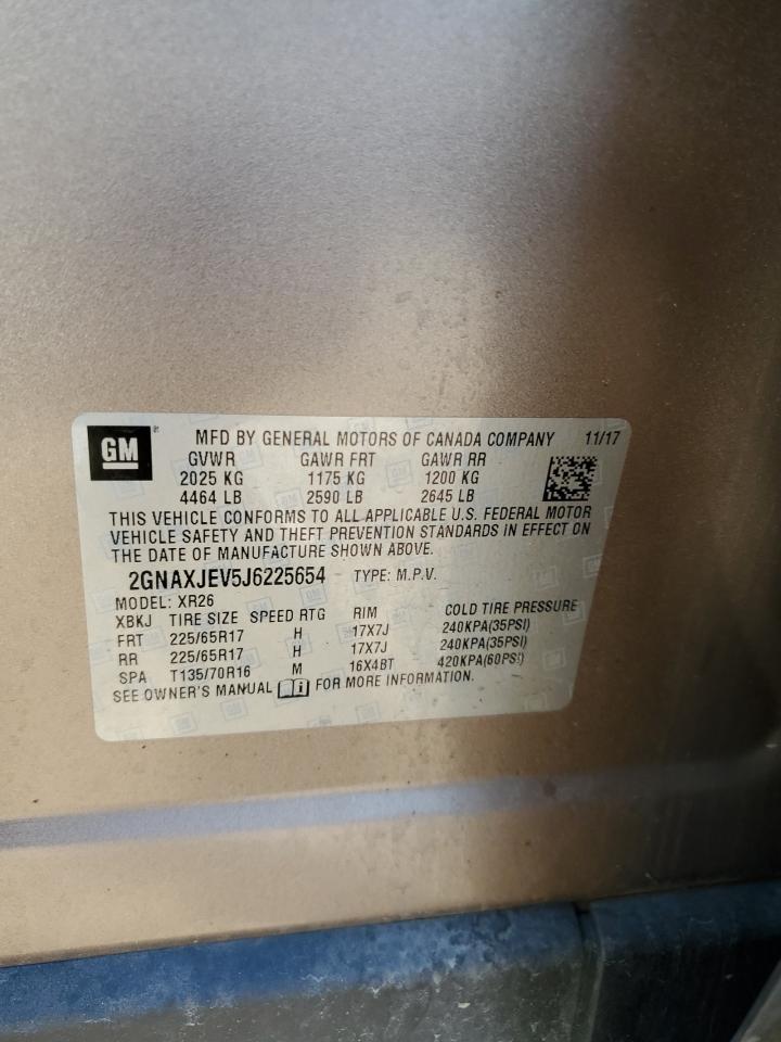 2018 Chevrolet Equinox Lt VIN: 2GNAXJEV5J6225654 Lot: 81688975