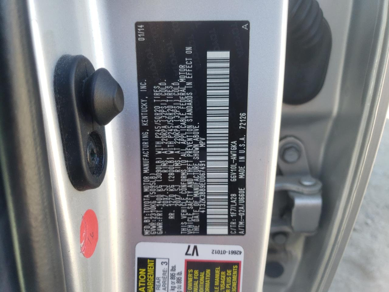 2014 Toyota Venza Le VIN: 4T3ZK3BB9EU067491 Lot: 81068775