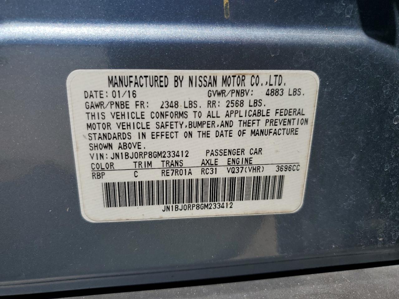 2016 Infiniti Qx50 VIN: JN1BJ0RP8GM233412 Lot: 71069755