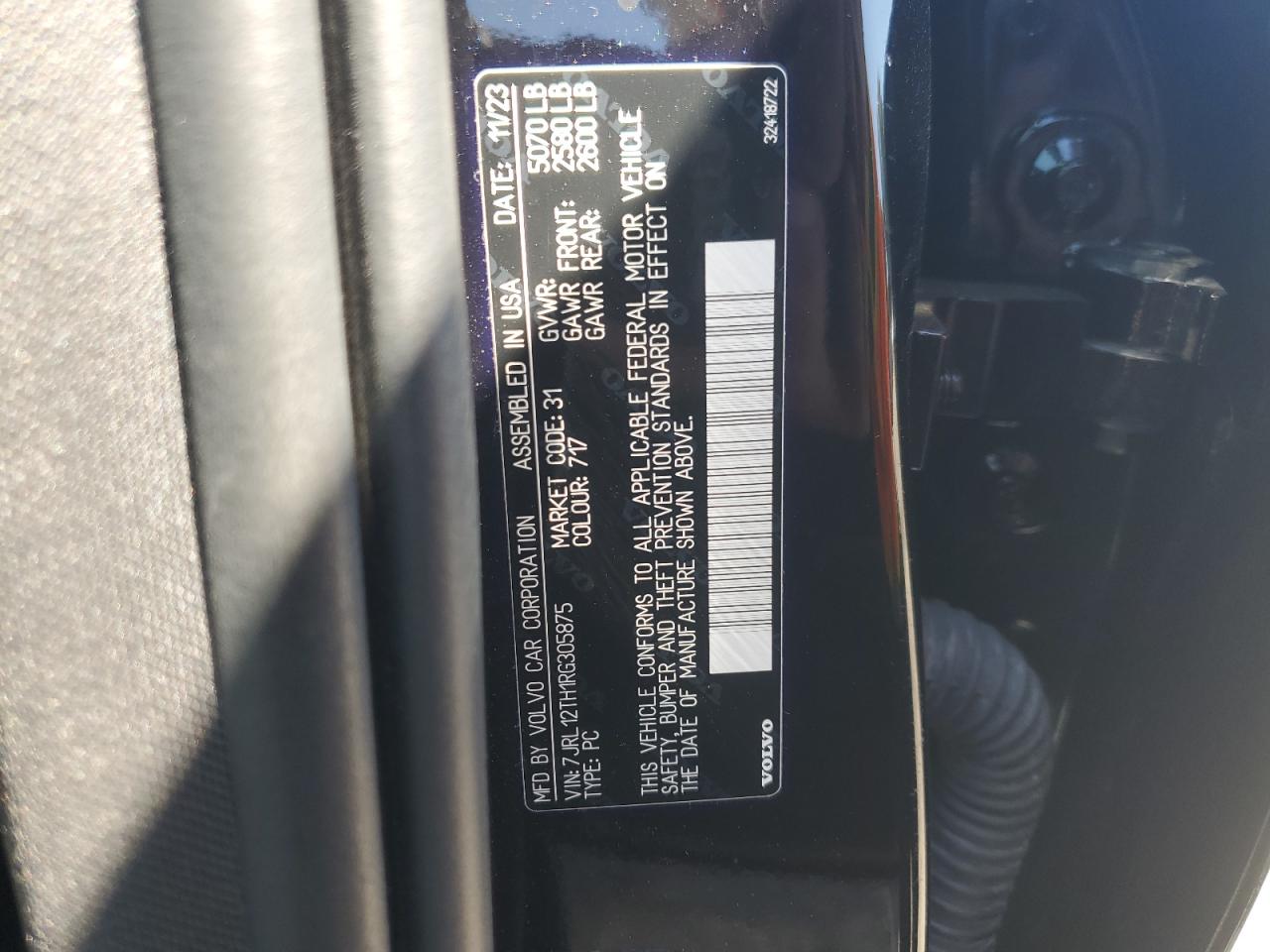 2024 Volvo S60 Plus VIN: 7JRL12TH1RG305875 Lot: 71060245