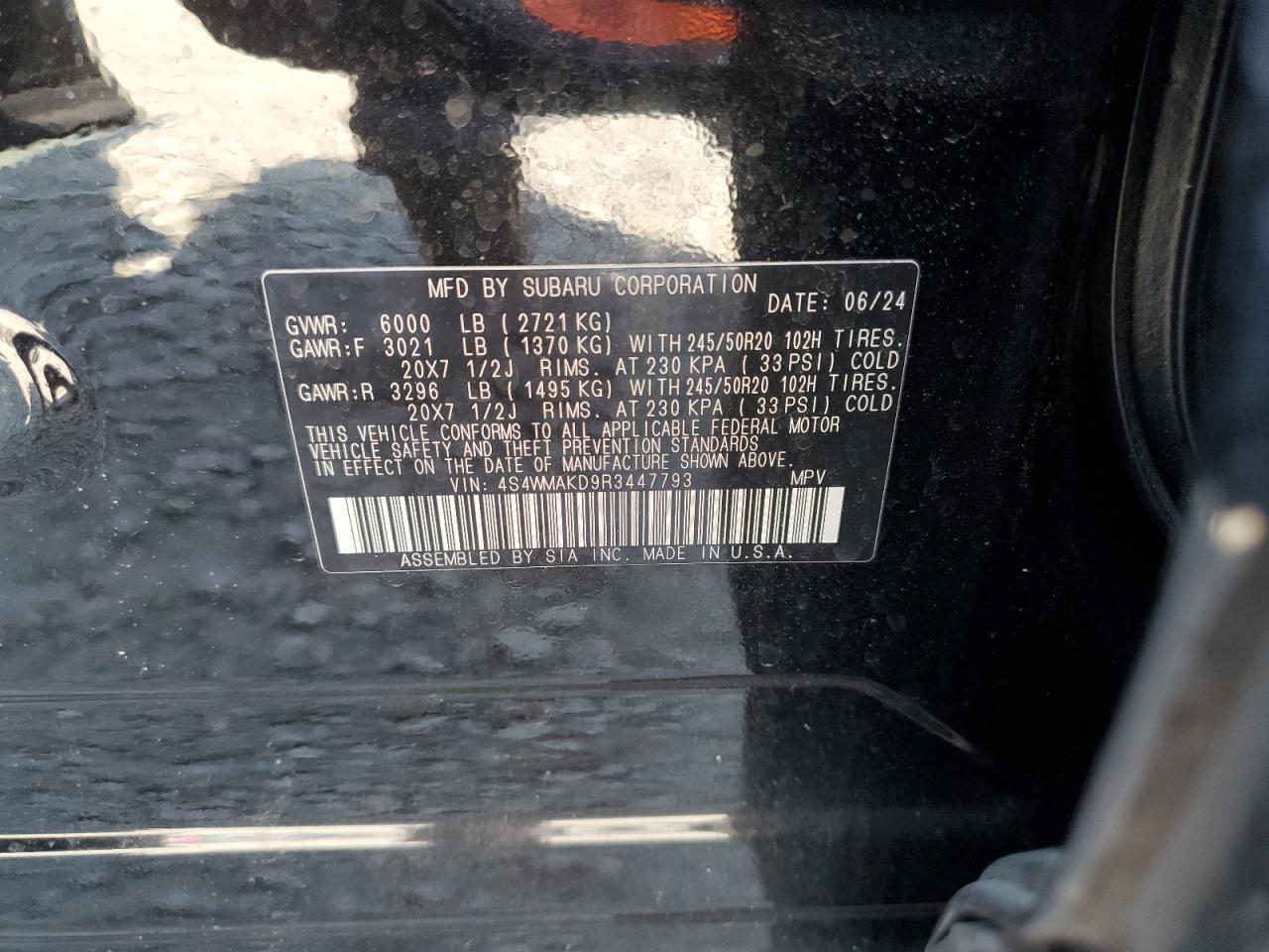 2024 Subaru Ascent Onyx Edition VIN: 4S4WMAKD9R3447793 Lot: 80553945