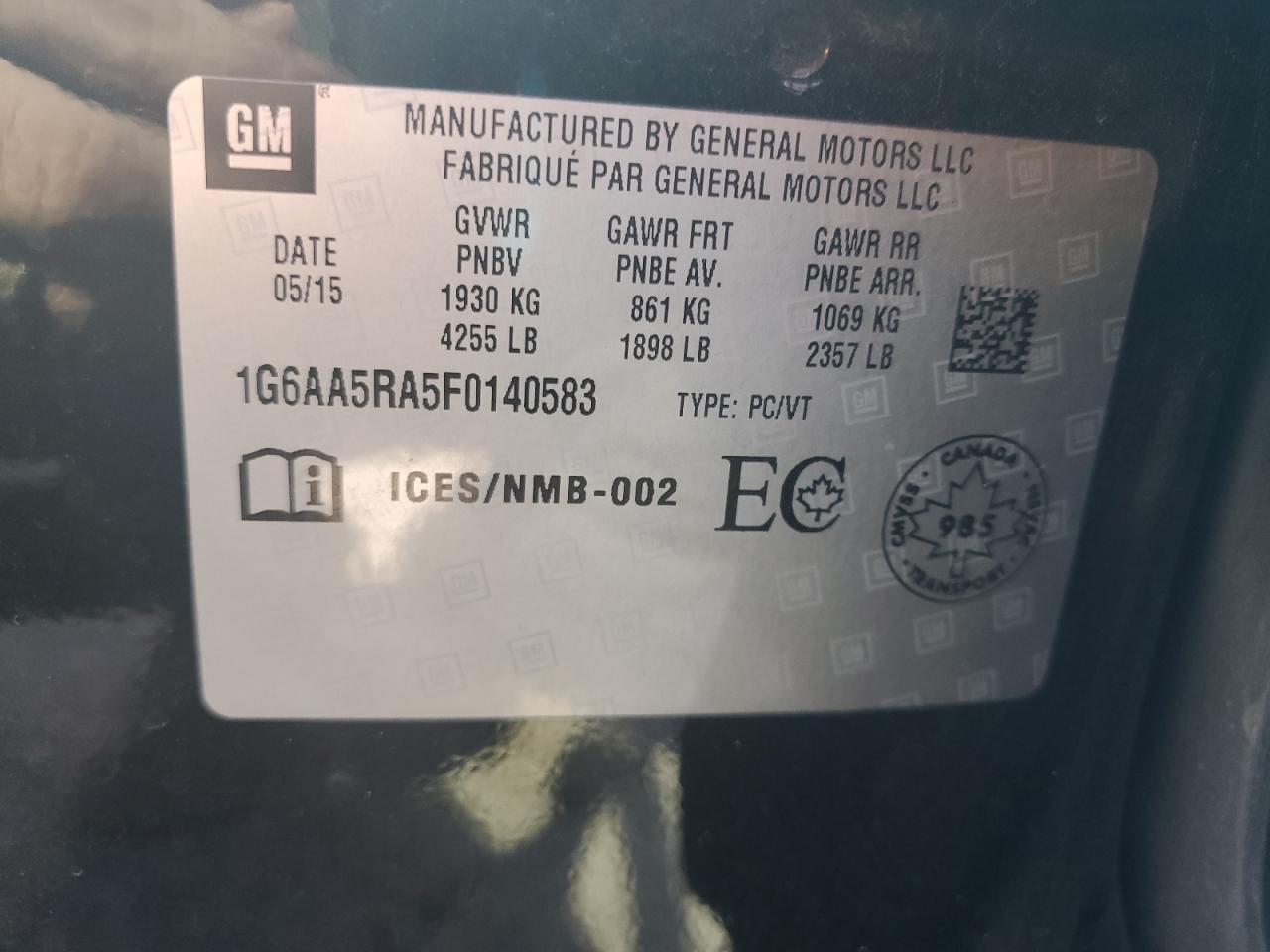 2015 Cadillac Ats VIN: 1G6AA5RA5F0140583 Lot: 71874435