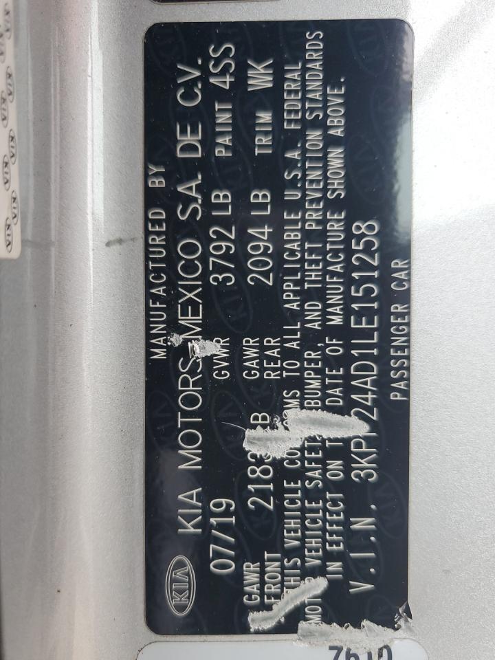 2020 Kia Forte Fe VIN: 3KPF24AD1LE151258 Lot: 84378845