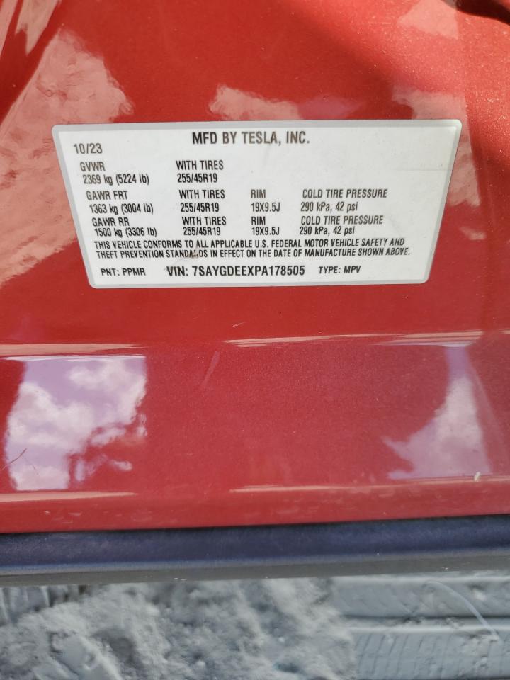 2023 Tesla Model Y VIN: 7SAYGDEEXPA178505 Lot: 80797595