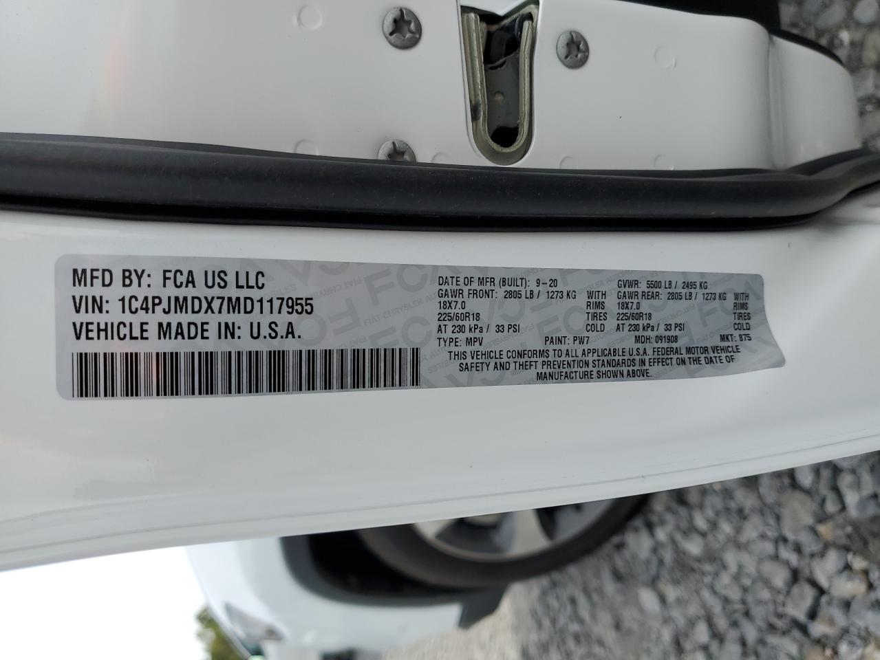 2021 Jeep Cherokee Limited VIN: 1C4PJMDX7MD117955 Lot: 83825225