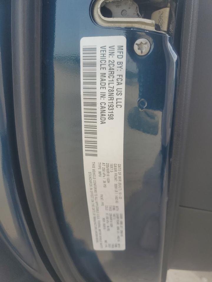 2022 Chrysler Pacifica Hybrid Touring L VIN: 2C4RC1L78NR193198 Lot: 81940005