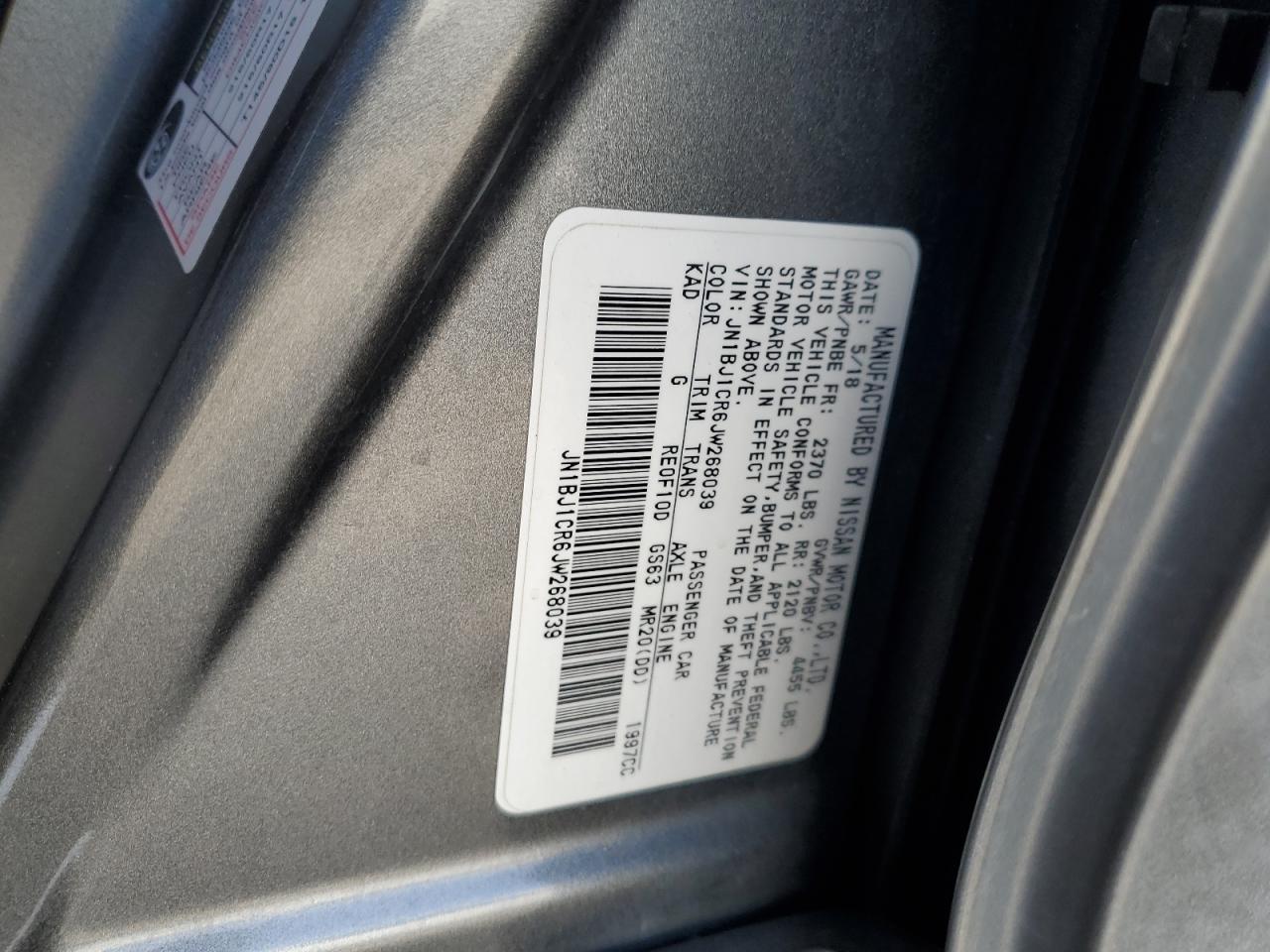 2018 Nissan Rogue Sport S VIN: JN1BJ1CR6JW268039 Lot: 84050905