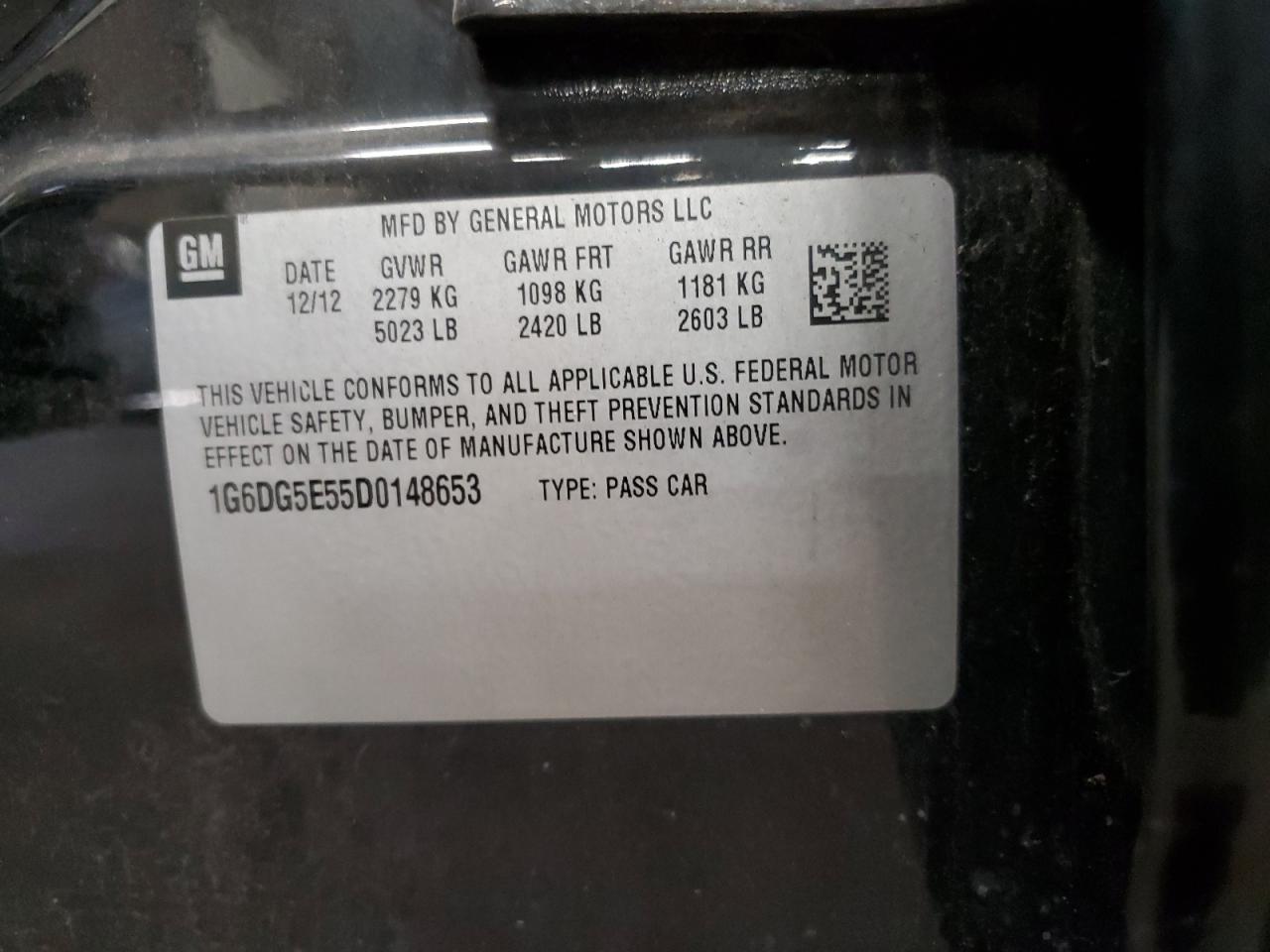 2013 Cadillac Cts Luxury Collection VIN: 1G6DG5E55D0148653 Lot: 80217285