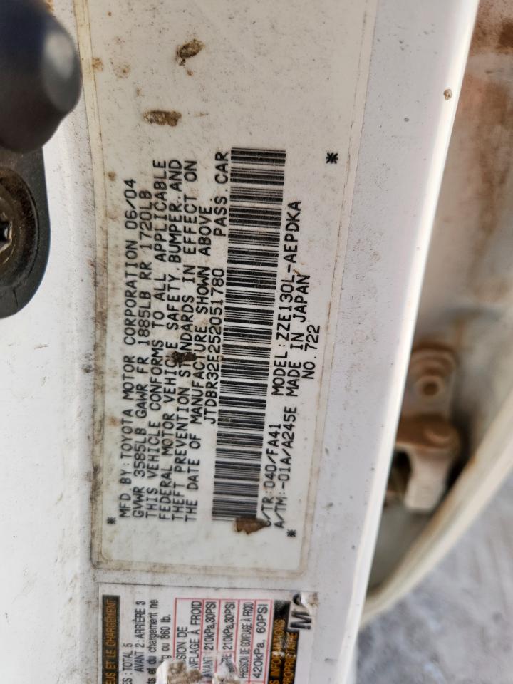 2005 Toyota Corolla Ce VIN: JTDBR32E252051780 Lot: 72075375