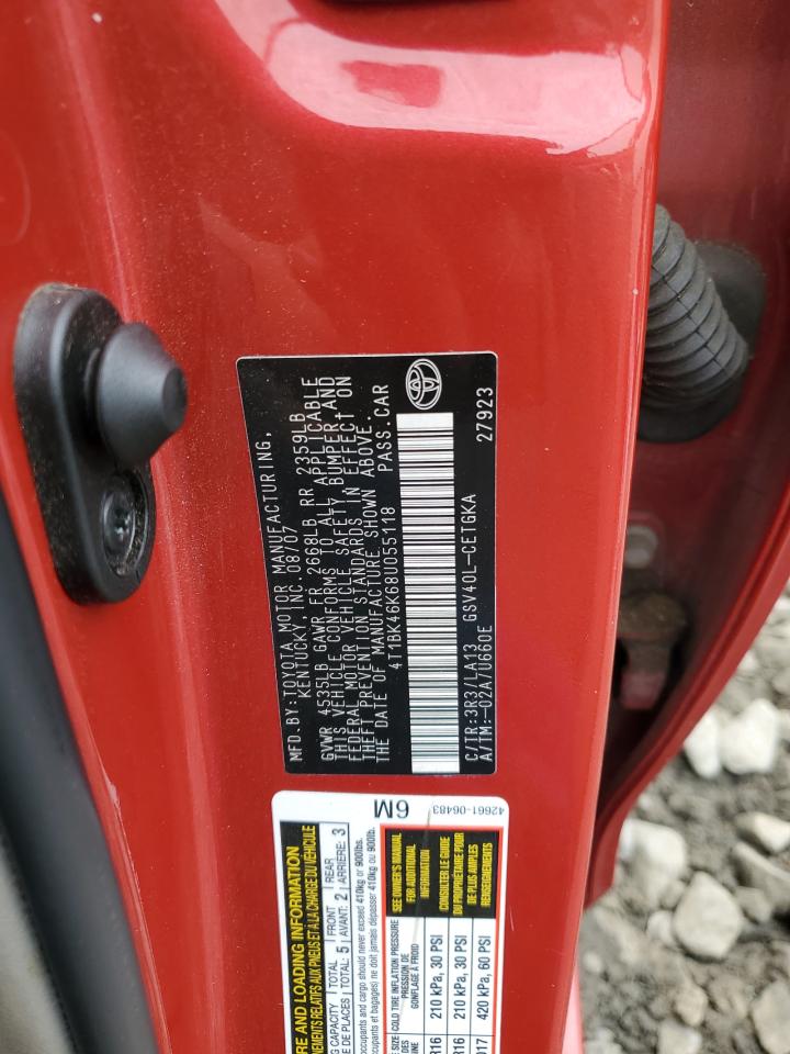 2008 Toyota Camry Le VIN: 4T1BK46K68U055118 Lot: 84422755