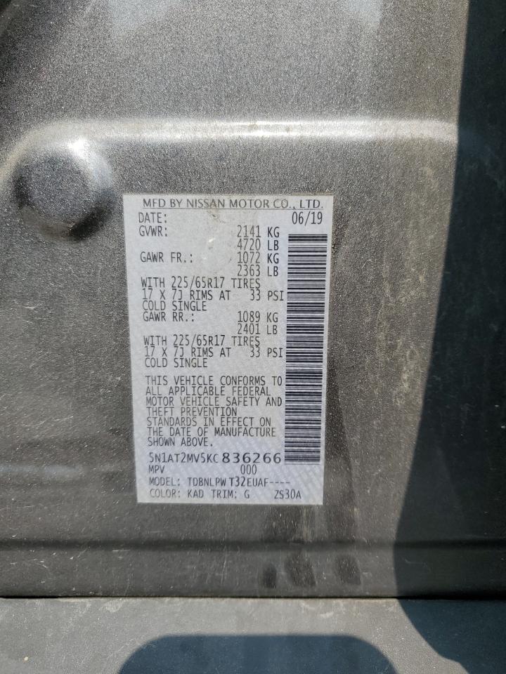 2019 Nissan Rogue S VIN: 5N1AT2MV5KC836266 Lot: 71107735